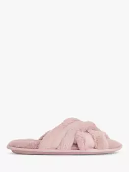 John Lewis Anyday тапочки из искусственного меха с перекрестными ремешками пыльно-розового цвета