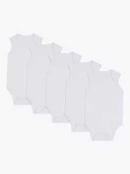 John Lewis baby gots боди без рукавов из органического хлопка, 5 шт., белые