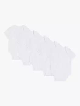John Lewis baby gots боди с короткими рукавами из органического хлопка, 5 шт., белые