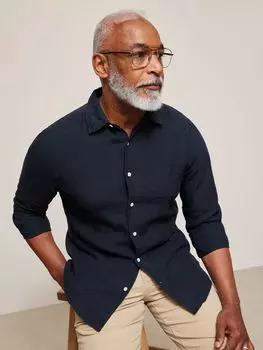 John Lewis льняная рубашка стандартного кроя темно-синяя