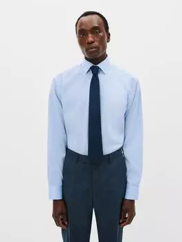 John Lewis саржевая рубашка обычного кроя с одним манжетом, синяя