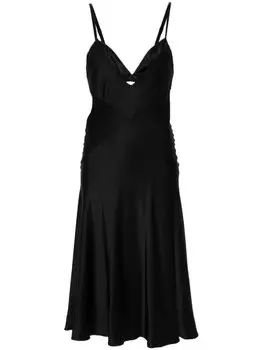 John Richmond атласное платье миди со вставками, черный