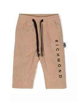 John Richmond Junior брюки с вышитым логотипом, нейтральный цвет