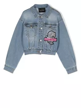 John Richmond Junior джинсовая куртка с нашивками, синий