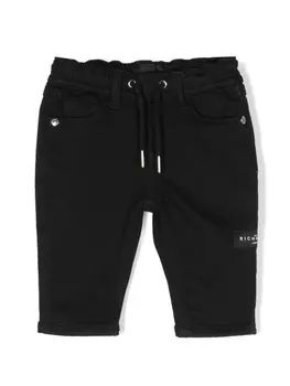 John Richmond Junior джинсы с кулиской и нашивкой-логотипом, черный