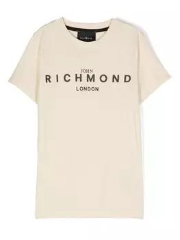 John Richmond Junior футболка Darik с логотипом, нейтральный цвет
