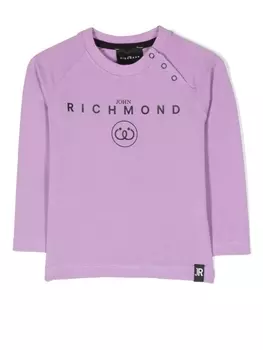 John Richmond Junior футболка с длинными рукавами и логотипом, фиолетовый