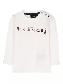 John Richmond Junior футболка с длинными рукавами и логотипом, белый