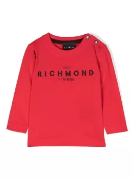 John Richmond Junior футболка с вышитым логотипом, красный