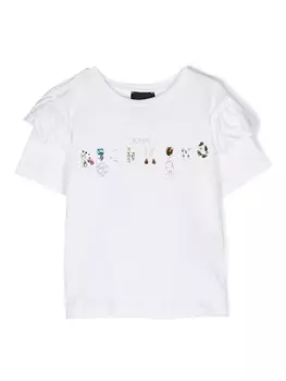 John Richmond Junior футболка со стразами и логотипом, белый