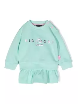 John Richmond Junior комплект из топа и юбки с логотипом, зеленый