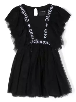 John Richmond Junior платье без рукавов с логотипом, черный