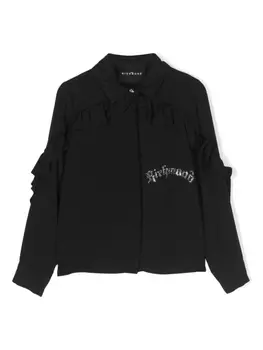 John Richmond Junior рубашка с логотипом и кристаллами, черный