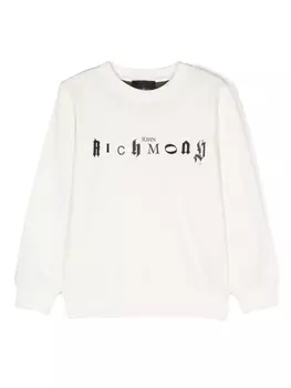 John Richmond Junior толстовка из джерси с логотипом, нейтральный цвет