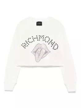 John Richmond Junior толстовка с логотипом и заклепками, белый