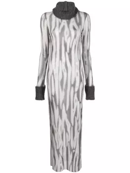John Richmond платье макси с абстрактным принтом, серый