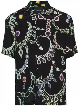 John Richmond поплиновая рубашка с принтом Jewellery-Stones, черный