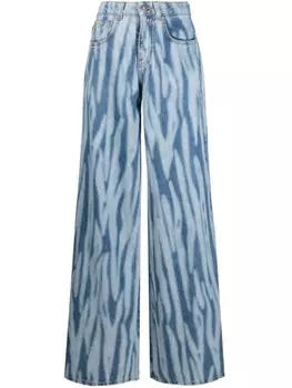 John Richmond расклешенные джинсы с завышенной талией, синий