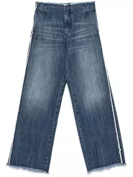 John Richmond широкие джинсы с бахромой, синий