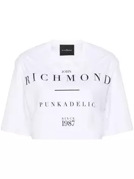 John Richmond укороченная футболка с логотипом, белый