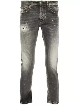 John Richmond зауженные джинсы с эффектом потертости, черный