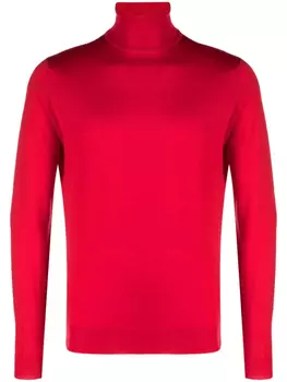 John Smedley джемпер из шерсти мериноса с высоким воротником, красный