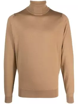 John Smedley шерстяной джемпер тонкой вязки с высоким воротником, коричневый