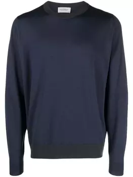John Smedley Skern contrasting-panel wool jumper, синий