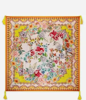 JOHNNY WAS Rossy Шелковый квадратный шарф, желтый