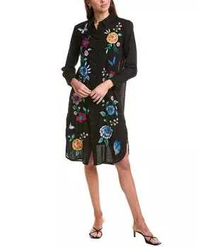 Johnny Was свободная верхняя рубашка с разрезом сбоку и пуговицами, черный