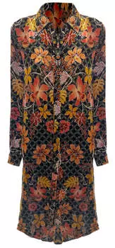 Johnny Was Women Jasmoon Flore Velvet Свободное платье-рубашка Multi