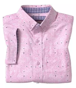 Johnston & Murphy Little/Big Boys 4–16 Рубашка с коротким рукавом и острым воротником с нагрудным карманом и принтом фламинго, розовый