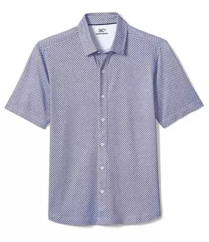 Johnston & Murphy XC4 Performance Эластичная тканая рубашка с короткими рукавами и принтом капель, фиолетовый