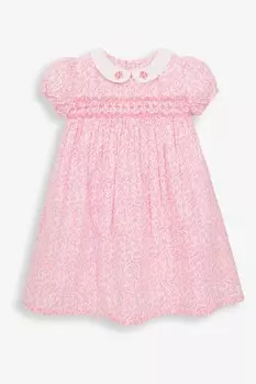 JoJo Maman Bb девичье платье с рюшами и мелким узором Jojo Maman Bb, розовый