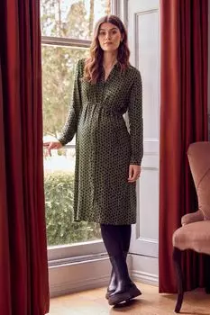 JoJo Maman Bb платье-рубашка в горошек с завязками Jojo Maman Bb, хаки