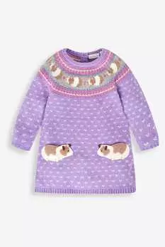 JoJo Maman Bb вязаное платье для девочки со скандинавским узором Jojo Maman Bb, фиолетовый