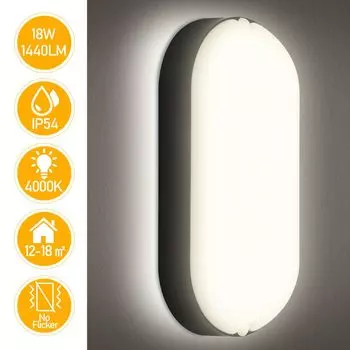 Jopassy 15 Вт светодиодный светильник для влажной комнаты, потолочный светильник, светильник для ванны, овальный светильник, ПК + ПБТ, лампа для ванной комнаты, черный