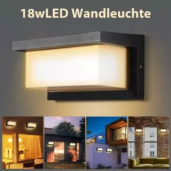 Jopassy 18W светодиодный настенный светильник с датчиком IP65, декоративный уличный светильник, настенный светильник, черный