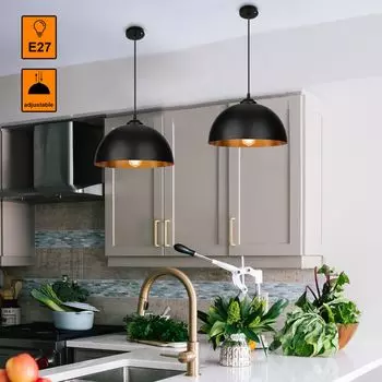 Jopassy 2x светодиодный подвесной светильник, потолочный промышленный черный и золотой подвесной светильник, подвесной светильник для кухни