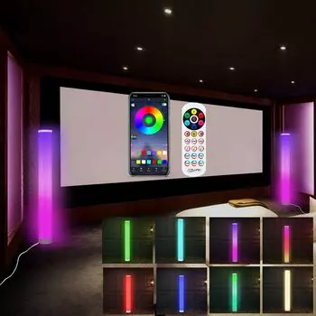 Jopassy LED торшер 6Вт торшер, угловой светильник RGB с регулируемой яркостью, с пультом дистанционного управления, световая колонна 104см, мультиколор