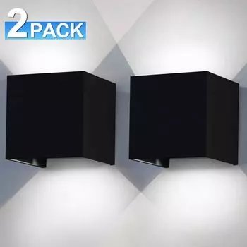 Jopassy светодиодный настенный светильник для подвала, настенный светильник с регулируемым углом наклона лестницы, уличный IP65, лампа для ванной комнаты, 12 Вт, черный, холодный белый, 2 шт.