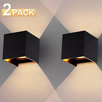 Jopassy светодиодный настенный светильник настенные светильники IP65 гостиная лампа для прихожей лестница настенный светильник наружное украшение 7 Вт черный теплый белый упаковка из 4 шт.