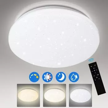 Jopassy Светодиодный потолочный светильник 24 Вт Ультратонкий пульт дистанционного управления освещением звездного неба с регулируемой яркостью, белый