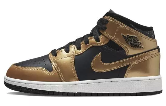 Jordan 1 Mid SE Металлик Золото Черный (GS)
