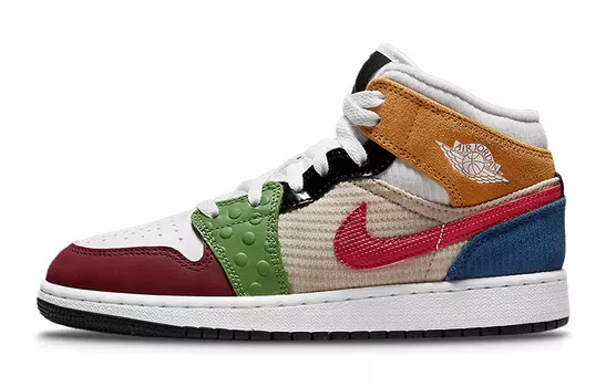 Кроссовки Jordan 1 Mid SE (GS), мультиколор