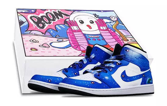 Jordan 1 Mid White Black Chile Red GS