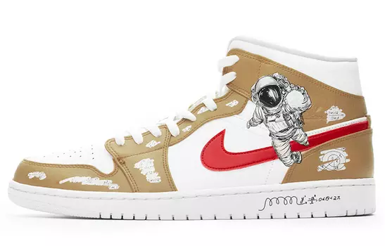 Кроссовки Jordan Air Jordan 1 Vintage Basketball, белый/коричневый/красный