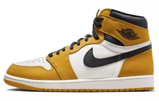 Кроссовки Jordan Air Jordan 1 Vintage Basketball, черный/белый/темно-желтый