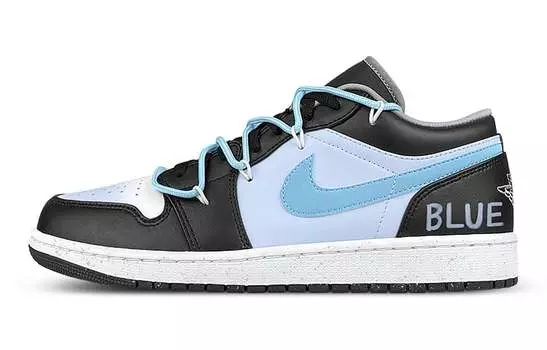 Кроссовки Air JORDAN 1 Vintage Basketball Shoes Unisex Low-Top Black White Blue