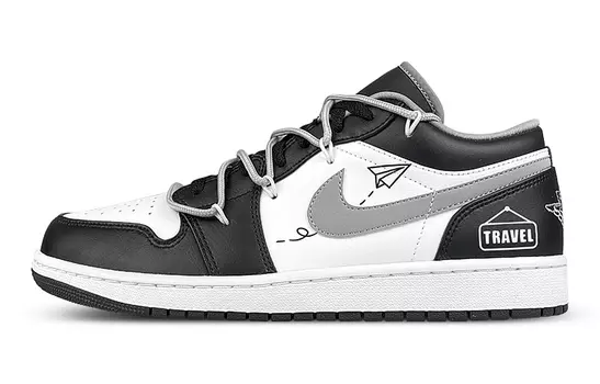Кроссовки Air JORDAN 1 Vintage Basketball Shoes Unisex Low-Top Black White Gray